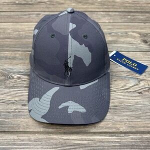 Polo Ralph Lauren Stretch Twill Camo Performance Ball Cap Hat Black‎ Gray NWT C